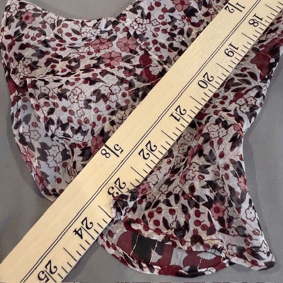 Shoshanna Ossia Silk Ruffled Blouse Gold Metallic Detail Floral Sheer Size Small - Picture 13 of 14